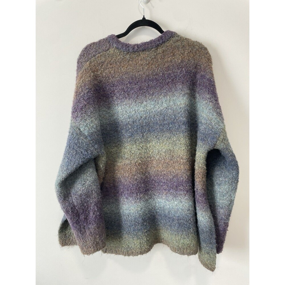 Natural Life V-Neck Sweater Ombré Blue Green Purple XL Boho Chunky Wool Blend - Picture 4 of 8